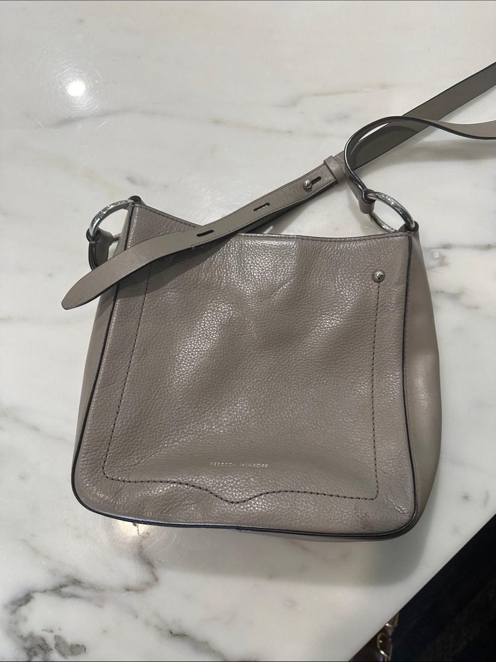 Rebecca Minkoff Pebbled Leather Crossbody in Light Gray